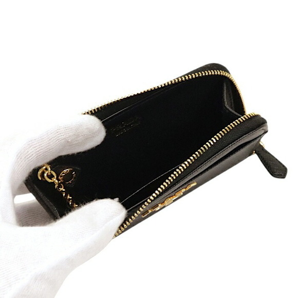 Prada Saffiano Leather Key Case Wallet L Zip Coin Multi Purpose Nero Black - Picture 9 of 11